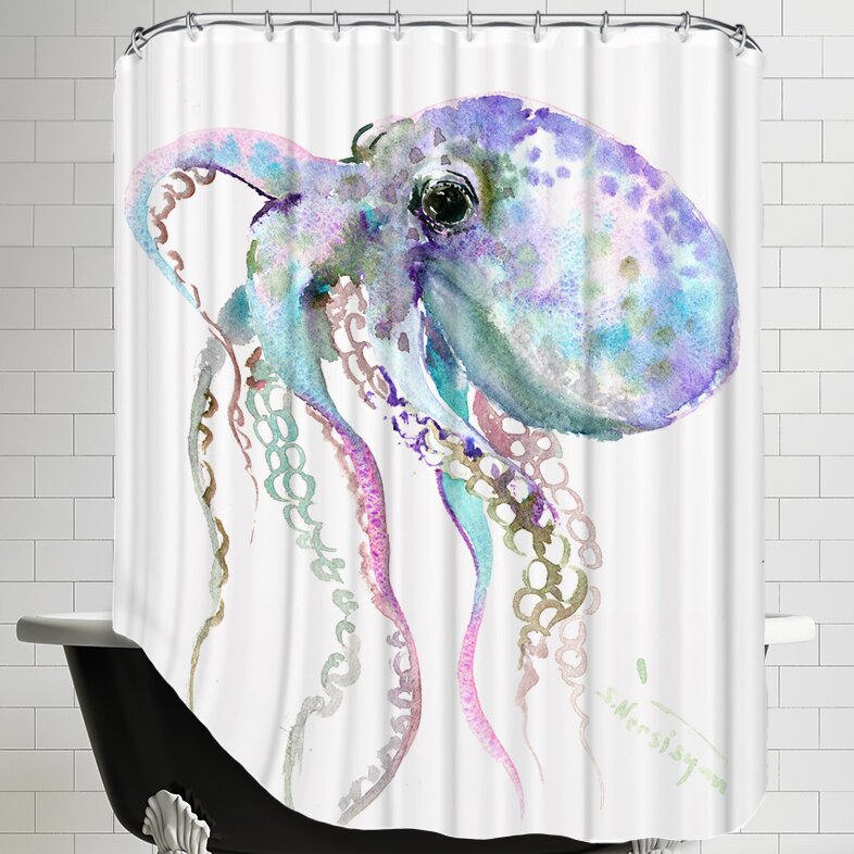 East Urban Home Octopus Single Shower Curtain Reviews Wayfair   Octopus Single Shower Curtain 